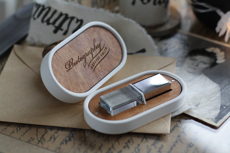 Usb box with engraving, USB Flash box, Photographer Gifts for Clients - Other - Other Materials White