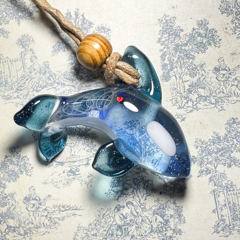 Glass killer whale space pendant 2208302 - สร้อยคอ - แก้ว สีน้ำเงิน