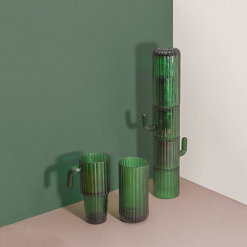 DOIY Cactus Tall Cup - Cups - Glass Green