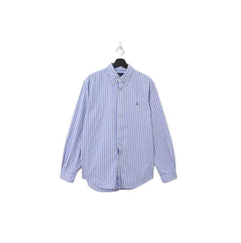 Back to Green-品牌襯衫 Polo藍線條 簡約LP-30//vintage shirt - 男襯衫/休閒襯衫 - 棉．麻 