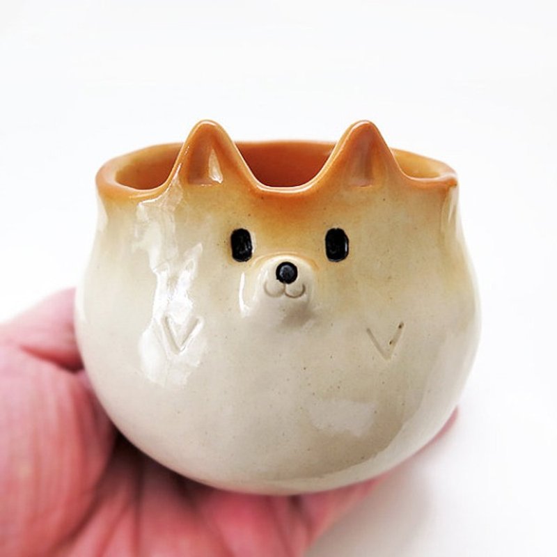 Ceramics tableware "Cup of Shiba Inu shape" 　工房しろ　柴犬 - 咖啡杯/馬克杯 - 陶 橘色