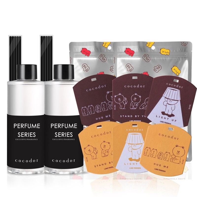 cocodor-LINE FRIENDS Fragrance Elevator - 3 pieces in set*2+ refill bottles*2+diffuser sticks*2 - น้ำหอม - กระดาษ สีนำ้ตาล