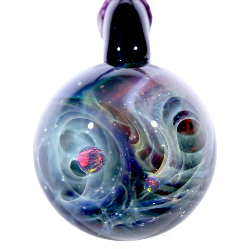 宇宙玻璃頸鏈吊墜29mm no.148 - 頸鏈 - 玻璃 黑色