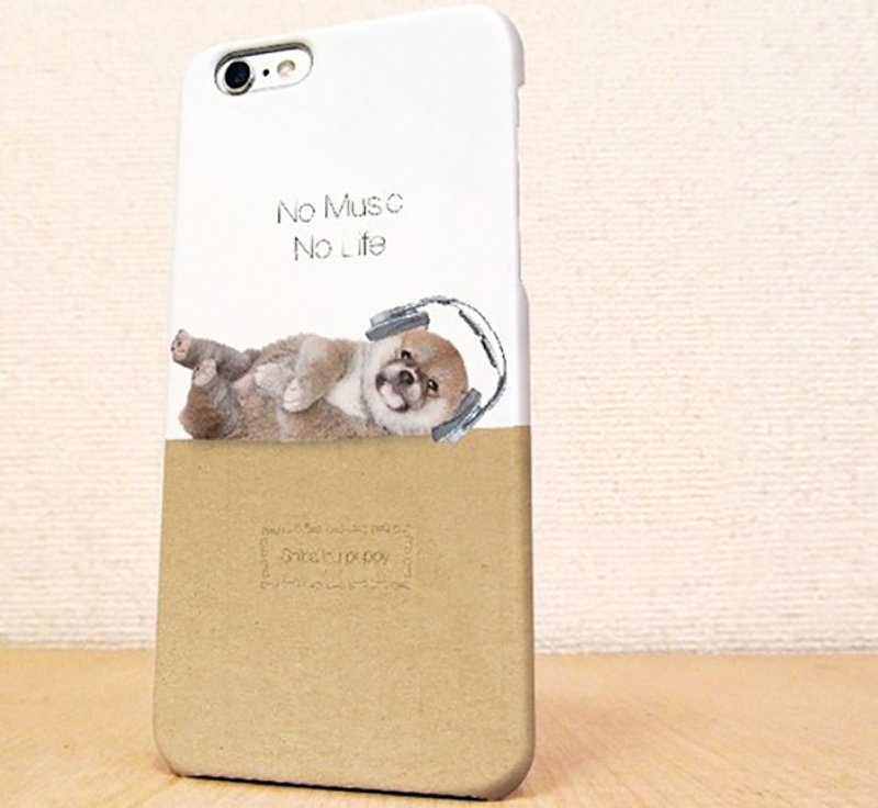 Free shipping ☆ Even Shiba puppies No Music No Life smartphone case - Phone Cases - Plastic Gold