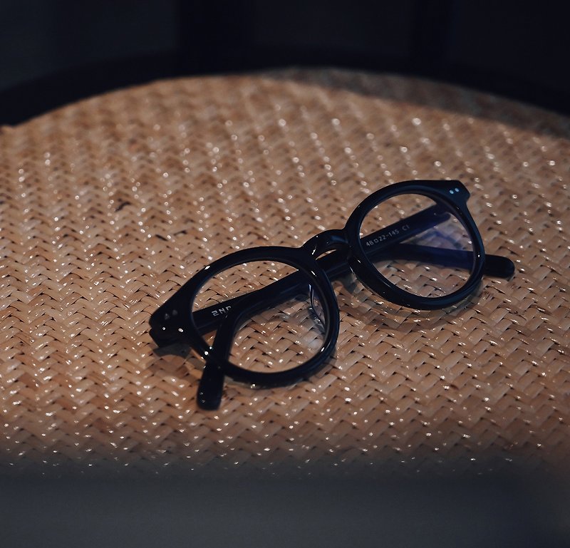 Classic college style Boston acetate glasses-black - กรอบแว่นตา - วัสดุอื่นๆ สีดำ