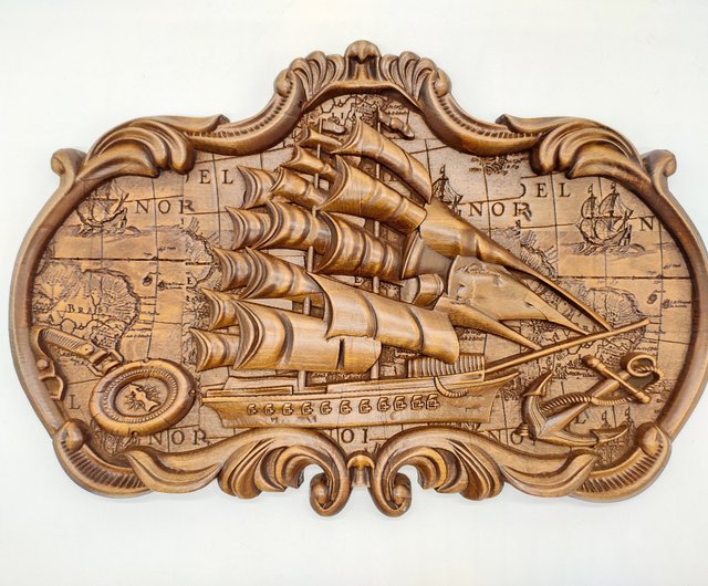 海賊船、木製船、船員の贈り物、彫刻工芸品木製 - ショップ AndyCarver 