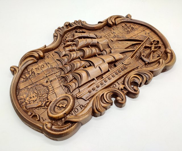海賊船、木製船、船員の贈り物、彫刻工芸品木製 - ショップ AndyCarver