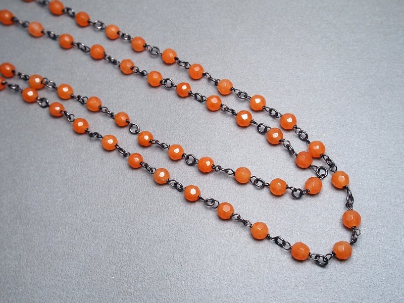 #GN046 Murano Glass Beads Necklace - Necklaces - Glass Orange