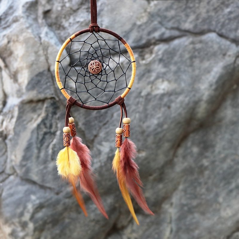 South American Style‧Indian丨Hand-woven Totem Valentine's Gift Dream Catcher Charm-Smoked Coffee - Other - Other Materials Brown