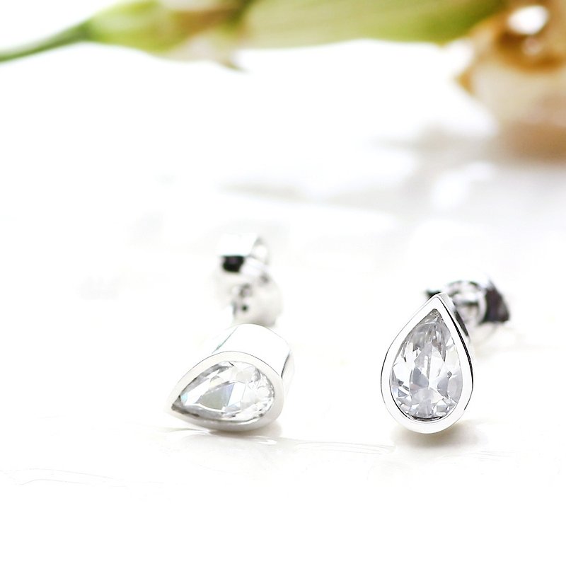 Raindrop earrings silver925 - ต่างหู - โลหะ สีเทา