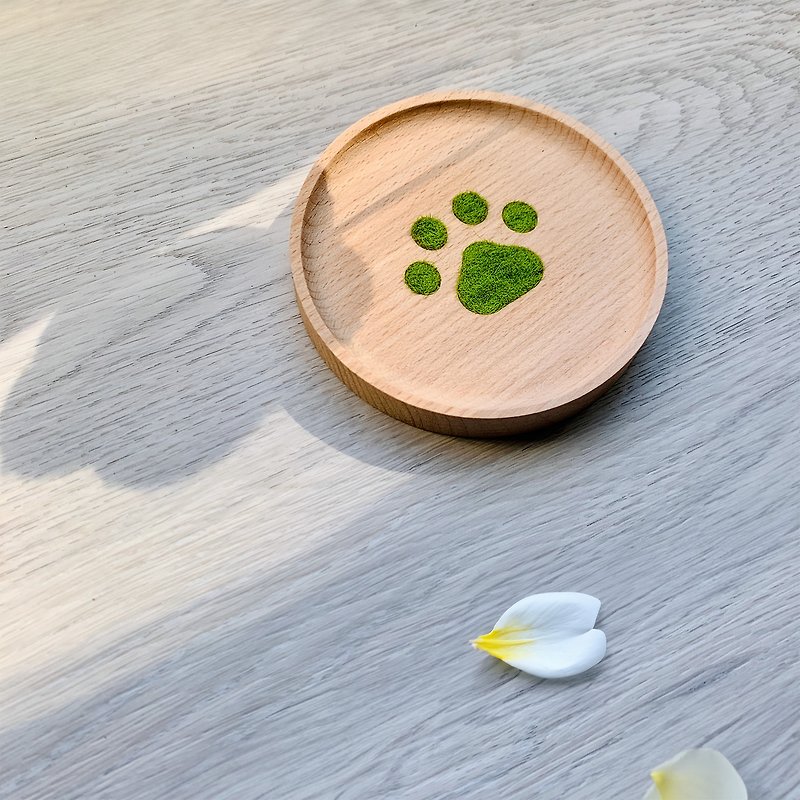 貓咪置物盤 首飾盤 鑰匙盤 - 杯墊 - 木頭 綠色