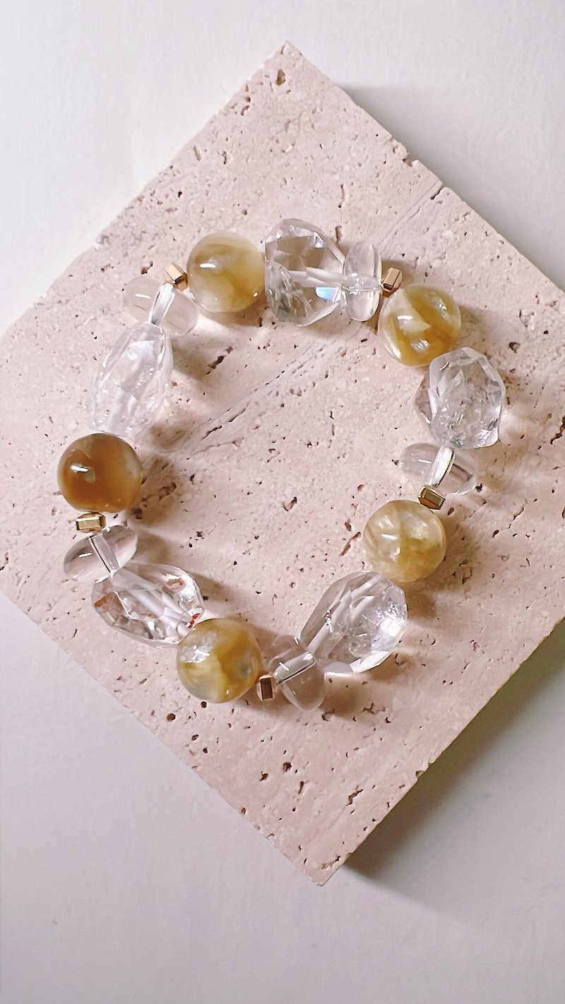 Bingshang-BS-181-525~White crystal. High-gloss gold mica - Bracelets - Semi-Precious Stones 