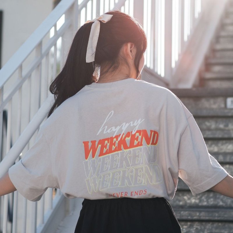 【CREEPS】Happy Weekend Oversized Printed T-shirt - Men's T-Shirts & Tops - Cotton & Hemp Multicolor