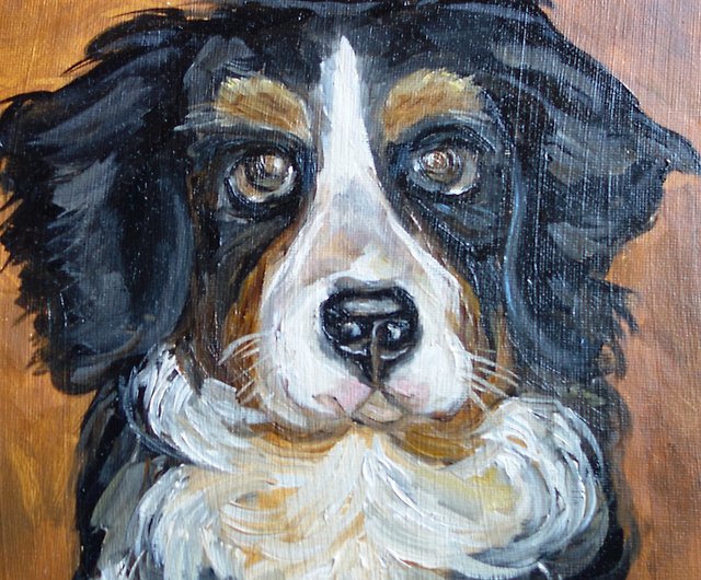 犬の絵油動物ペットオリジナルアート動物アートワークキャンバス - ショップ ArtshopLiliya ポスター・絵 - Pinkoi