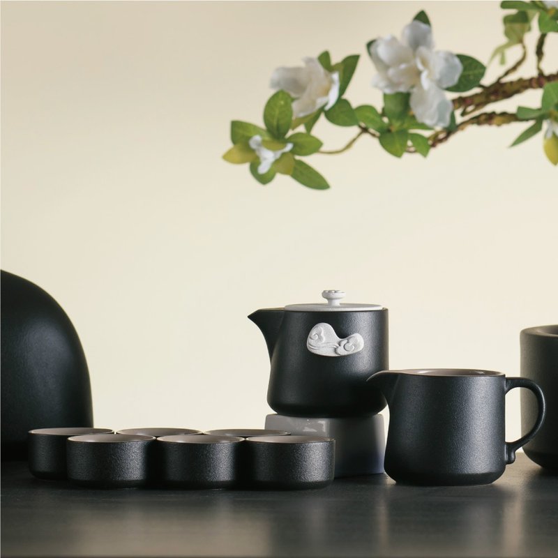 陸寶LOHAS 雲中錦書茶組 1壺1海6杯 茶具組 - 茶壺/茶杯/茶具 - 陶 黑色