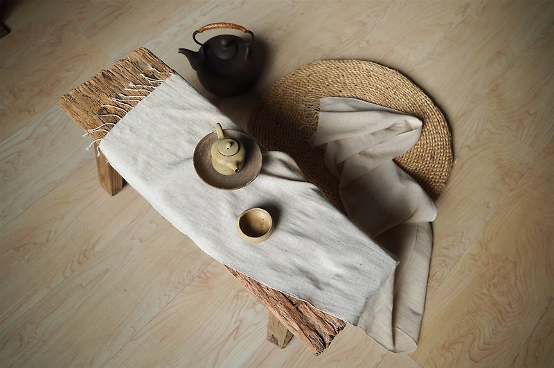 Pure and dye-free #127//Simple and soft Linen home decoration scarf, shawl and scarf - Knit Scarves & Wraps - Cotton & Hemp White