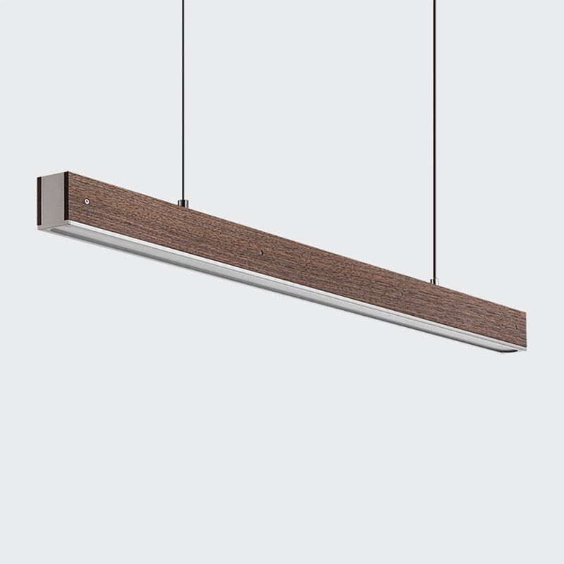 Black Walnut Wood LED long Hang Lamp industrial style Alloy Pendant Light - Lighting - Wood 