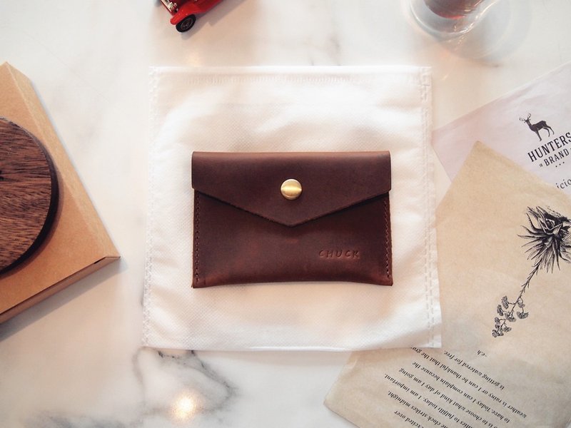 Black Elk 極簡_真皮名片包* 客製刻字 手縫牛皮 - 名片夾/名片盒 - 真皮 