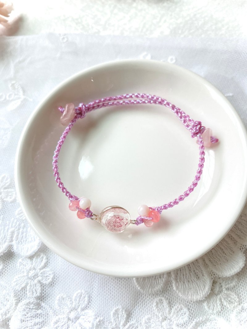 Pink Natural Stone Fantasy Rope Bracelet - สร้อยข้อมือ - คริสตัล สึชมพู