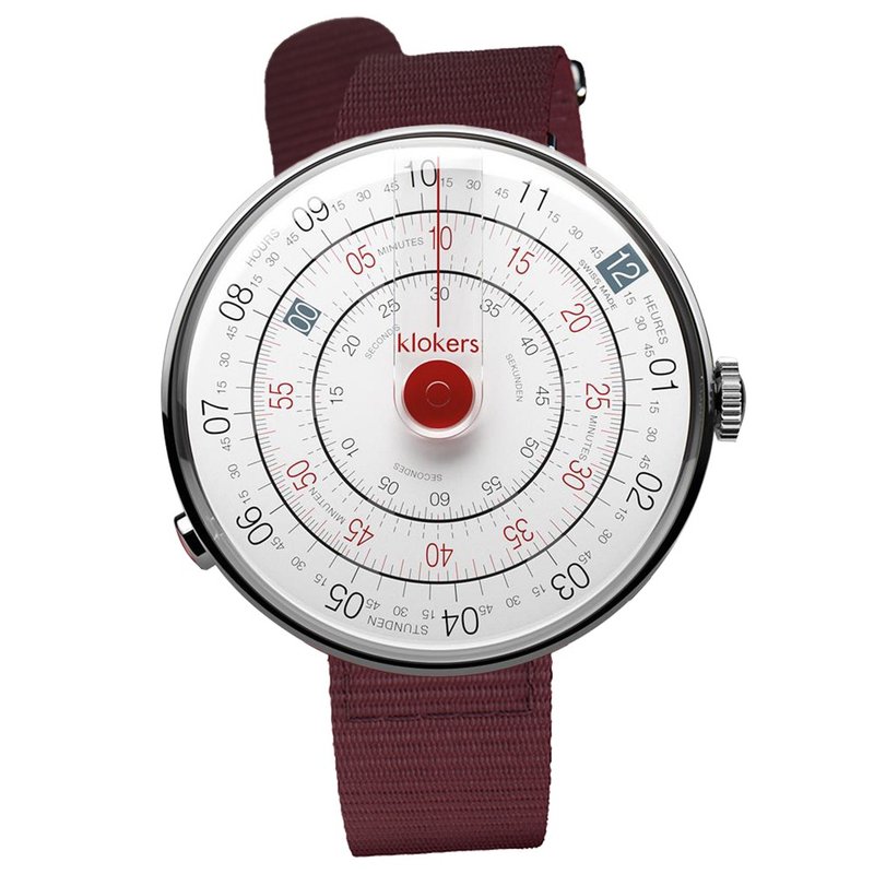 KLOK-01-D3 red watch head + nylon single circle strap plus original bracelet - นาฬิกาผู้ชาย - วัสดุอื่นๆ สีแดง