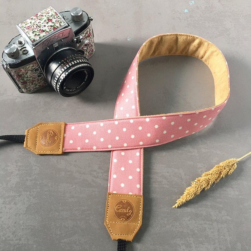 Pink Pokadot Mirrorless or DSLR Camera Strap - Cameras - Cotton & Hemp Pink