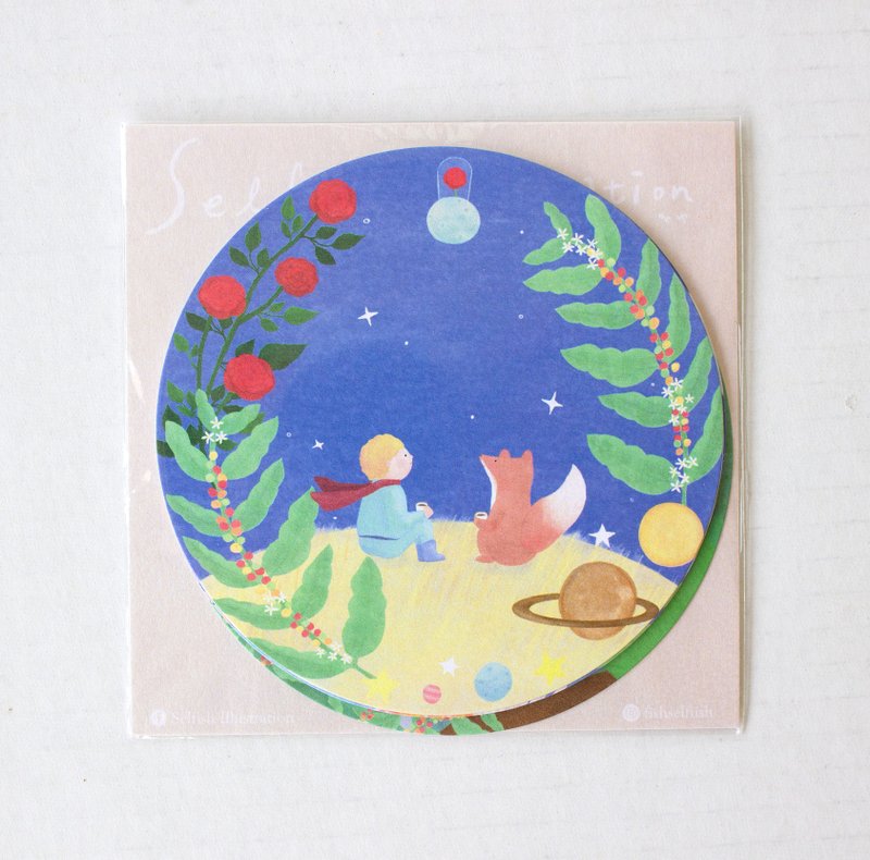 Original illustration universal round card The Little Prince Alice Mermaid The Wizard of Oz Peter Pan - Cards & Postcards - Paper Multicolor