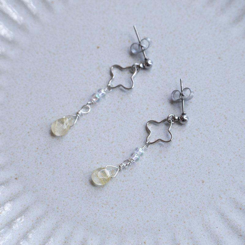 Autumn style/earrings/-Titanium crystal drop earrings and Clip-On Stainless Steel - Earrings & Clip-ons - Crystal Yellow