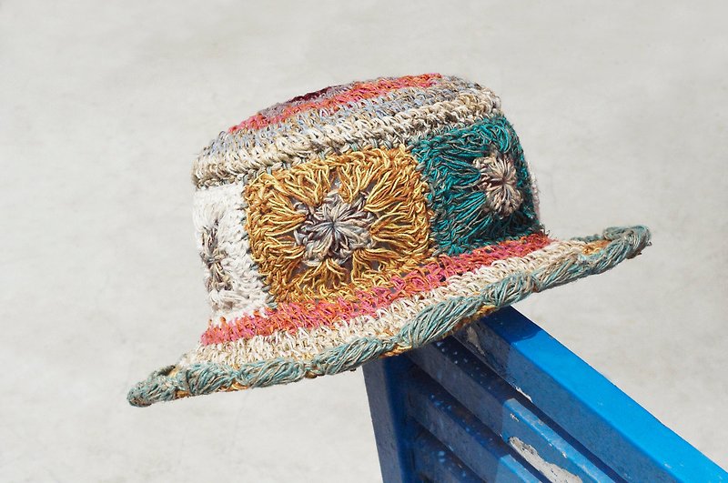 限定版の手織りコットンキャップ/ニットキャップ/帽子/ストローハット/サンバイザー/かぎ針編み帽子 - 南米の熱帯林風織りの花 - 帽子 - コットン・麻 多色