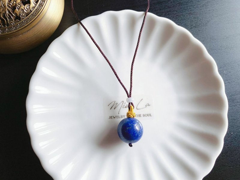 翡翠 護身藥師珠 青金石 手作吊墜 水晶 項鍊 禮物 長輩禮 - 吊飾 - 水晶 藍色