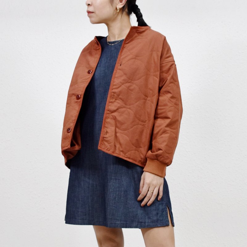 OVERSIZED QUILTED BOMBER 磚紅色 寬鬆 薄間棉外套/夾克 - 女大衣/外套 - 其他材質 