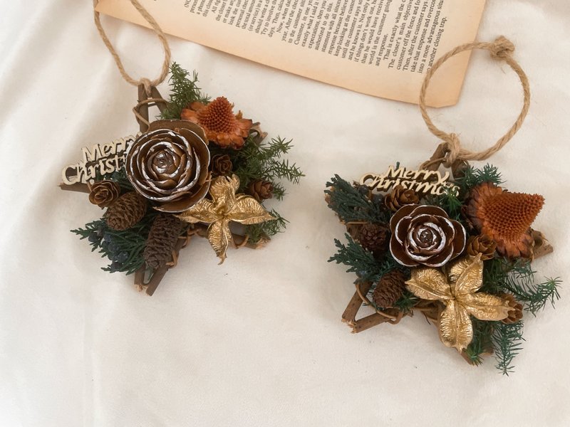 Star Wreath/Exchange Gift/Christmas Gift/Mini Wreath/Christmas - ช่อดอกไม้แห้ง - พืช/ดอกไม้ สีนำ้ตาล