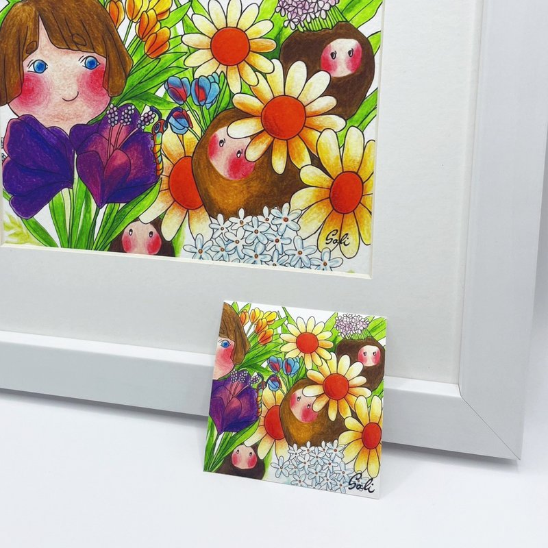 Silent Sand-Spring-(very small size) giclee reproduction painting/6x6cm/collection gift works - การ์ด/โปสการ์ด - กระดาษ หลากหลายสี