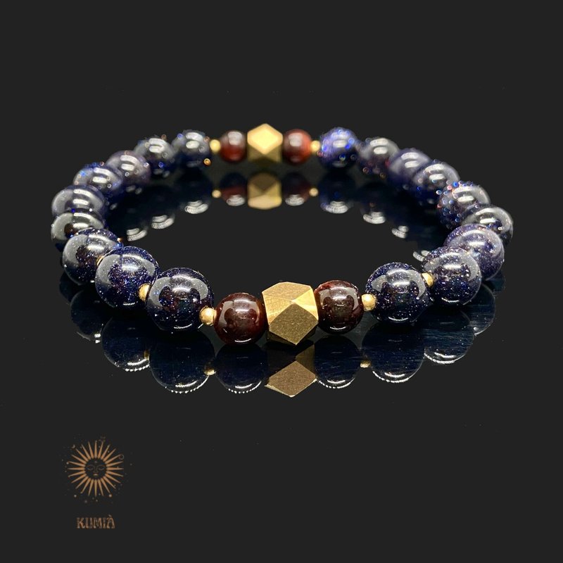 【Jupiter Return】Blue Sandstone & Red Tigerite Eye Men's Beaded Bracelet - Bracelets - Crystal 