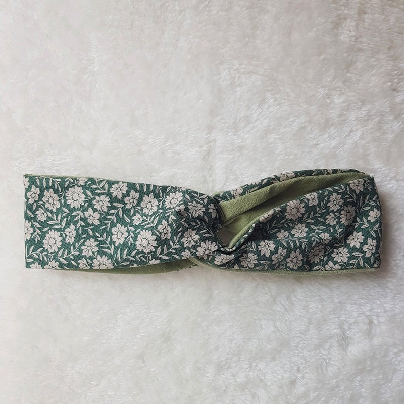 Qingqing Prairie Retro Hairband - Hair Accessories - Cotton & Hemp Green