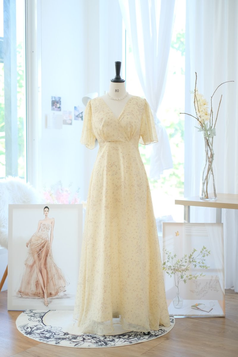 Floral maxi bridesmaid dress Spring Summer Maxi dress Wedding dress Party dress - 禮服/小禮服 - 聚酯纖維 粉紅色