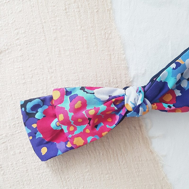 Kaleidoscope bow headband - ที่คาดผม - ผ้าฝ้าย/ผ้าลินิน สีน้ำเงิน