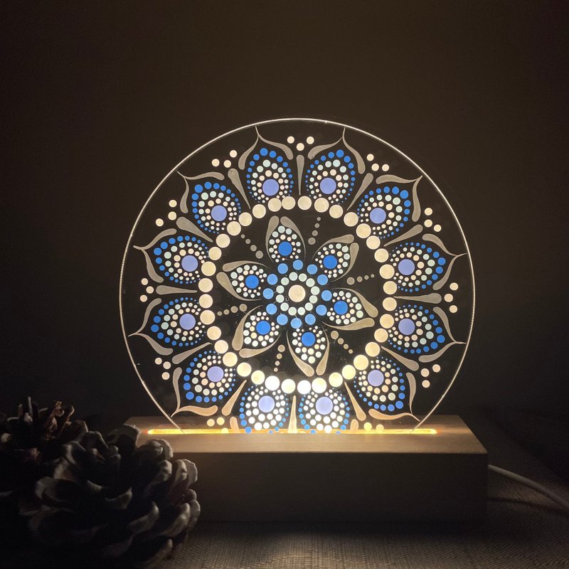 Mandala hand drawn mandala night light - โคมไฟ - อะคริลิค 