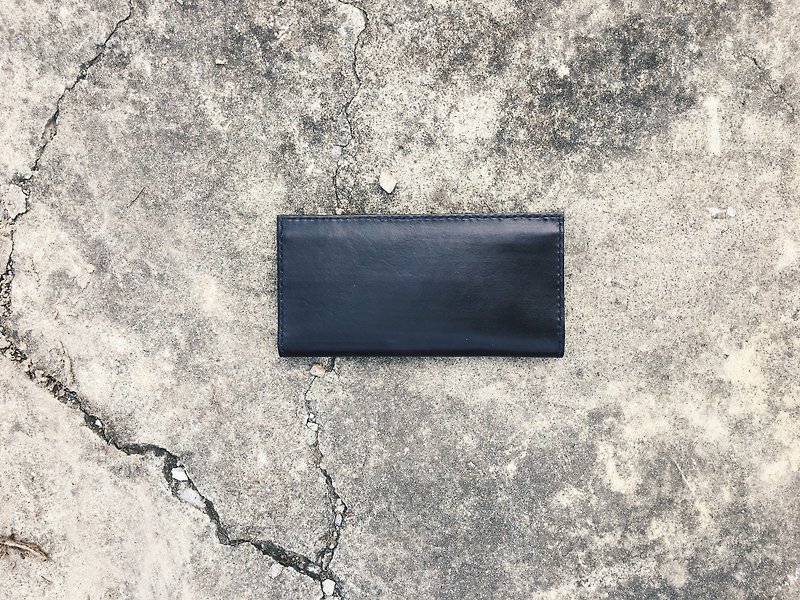 Handmade Long Clip III / Long Passport Cover_Classic Black - Wallets - Genuine Leather Black