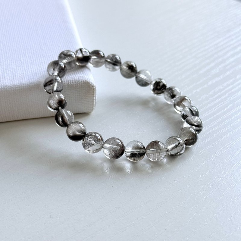 Fine black Silver titanium 8MM - Bracelets - Crystal Black