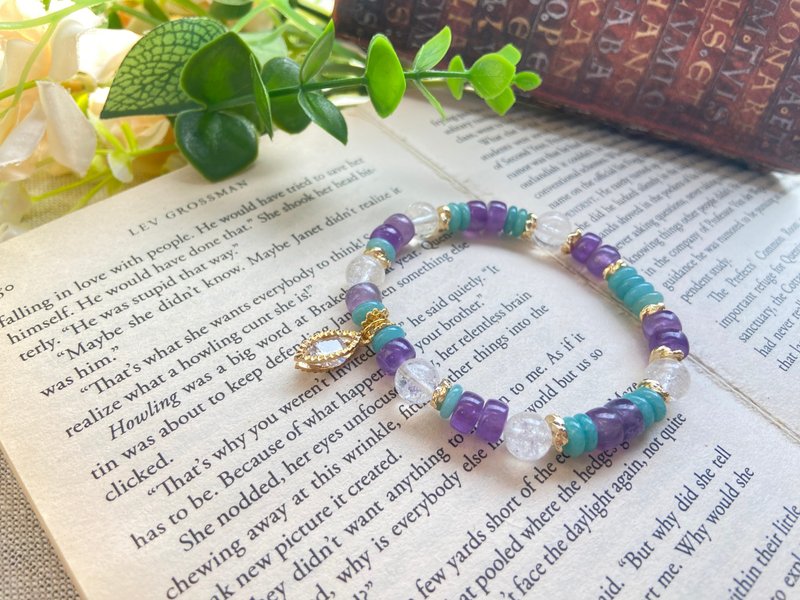 白阿塞/天河石/薰衣草紫水晶 天然石手鏈 - 手鍊/手環 - 半寶石 多色