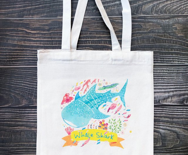 Cotton Canvas Sharks Tote Bag