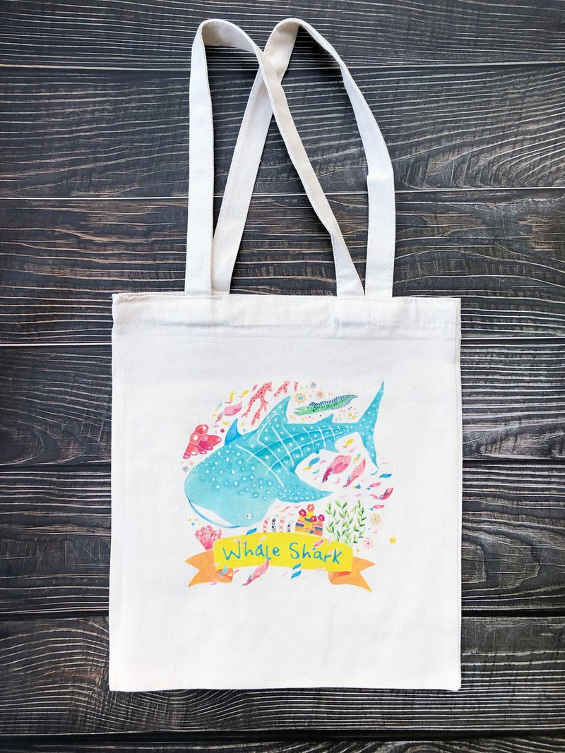 Whale shark canvas bag - กระเป๋าแมสเซนเจอร์ - ผ้าฝ้าย/ผ้าลินิน 