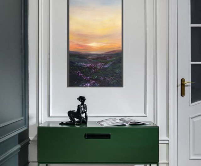 夕日の風景油絵オリジナルの抽象画 - ショップ ArtLolitaRos ポスター