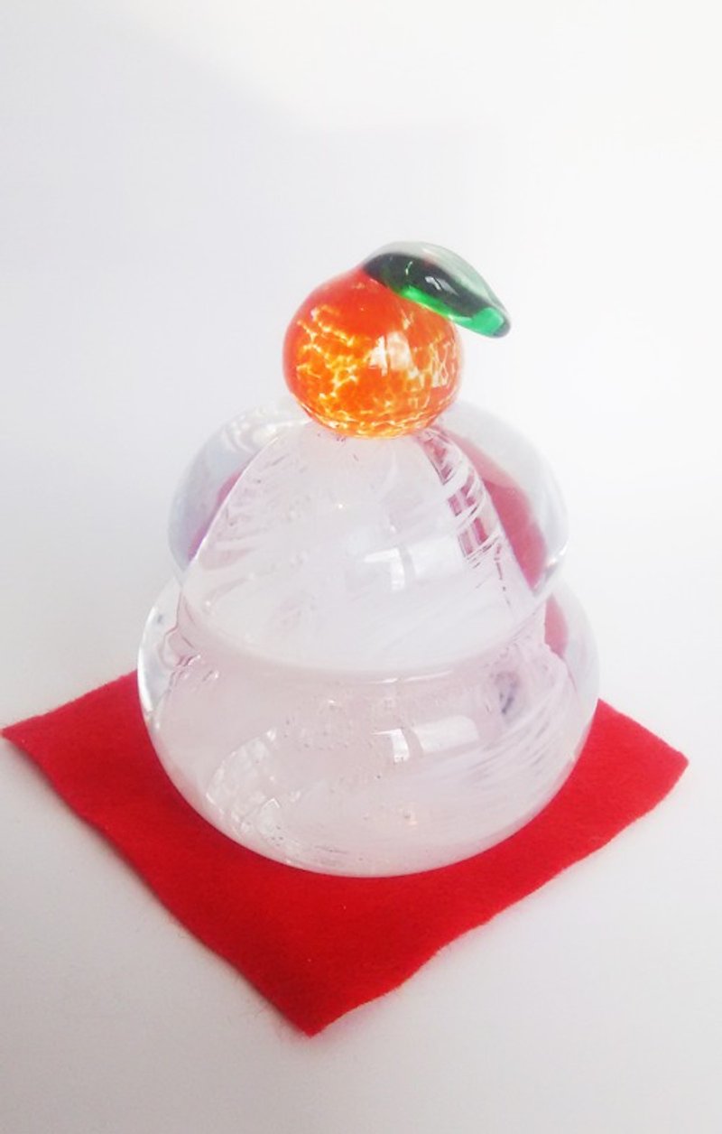 Glass kagamimochi (Large) Made-to-order - ของวางตกแต่ง - แก้ว ขาว