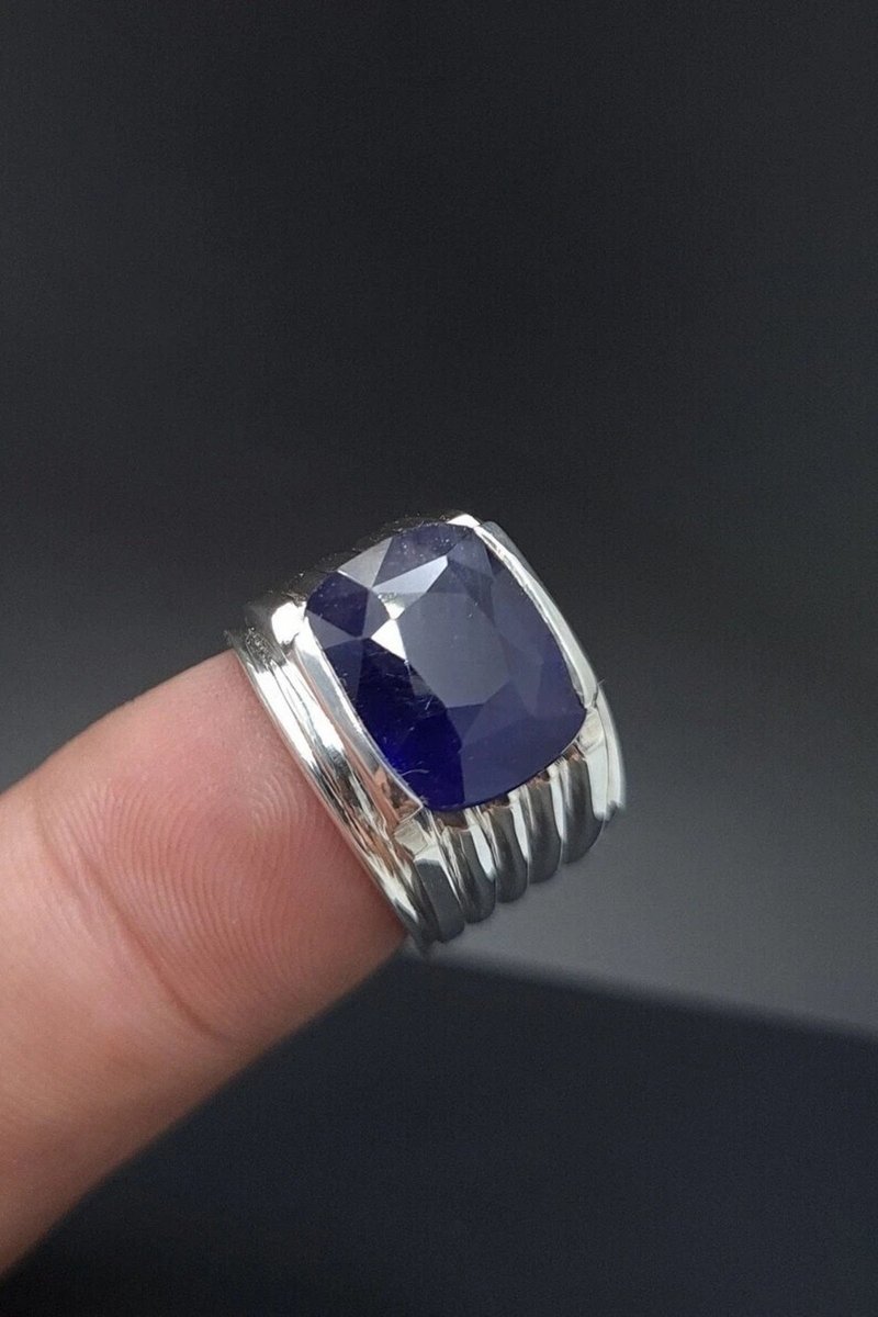Sparkling Natural Dark Blue Sapphire Square Cut Natural Rich Blue Kashmir colour - 戒指 - 寶石 藍色