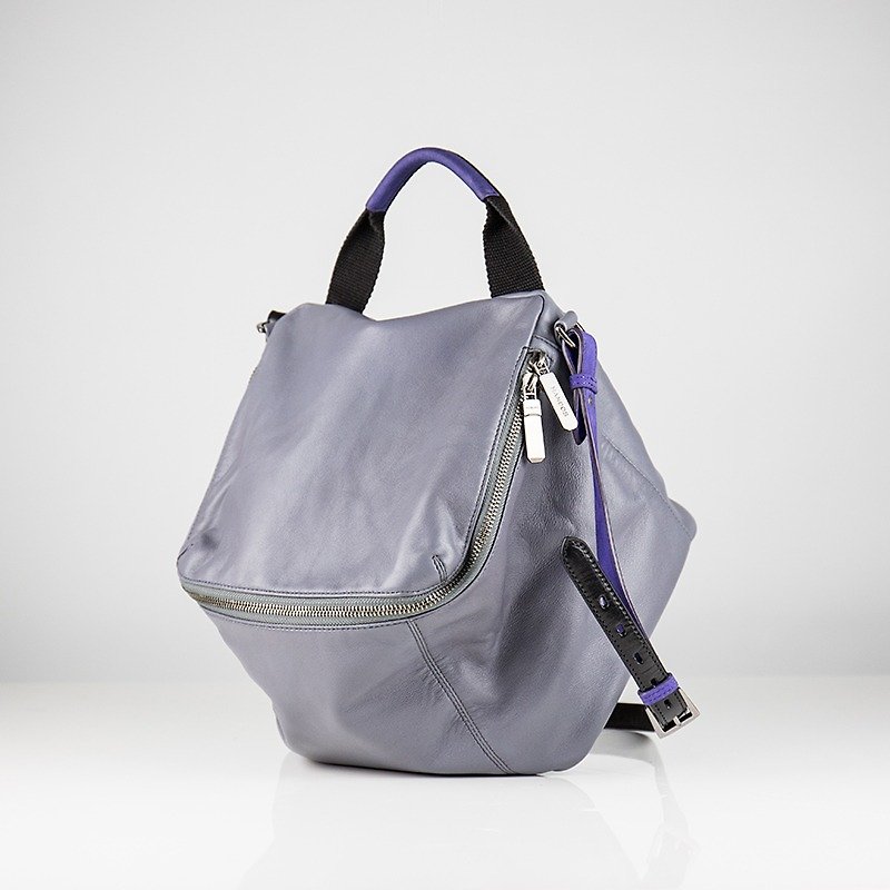 Pimm's lightweight sheepskin casual shoulder bag - gray - กระเป๋าแมสเซนเจอร์ - หนังแท้ สีเทา