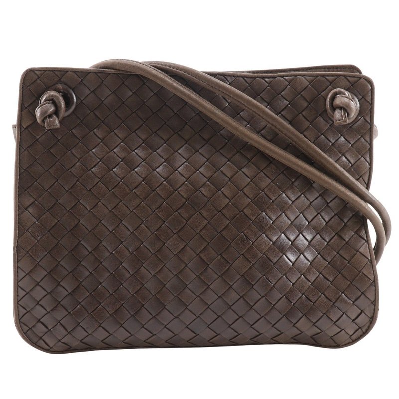 【日本直送】ボッテガヴェネタ BOTTEGAVENETA イントレチャート ショルダーバッグ レザー 茶 レディース【中古】 - 側背包/斜背包 - 真皮 咖啡色