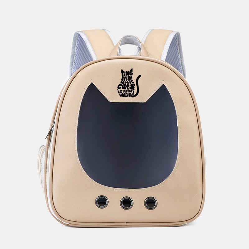 【Pet Shop系列】雙肩貓包透明大空間舒適透氣外出便攜寵物包 - 寵物床 - 防水材質 卡其色