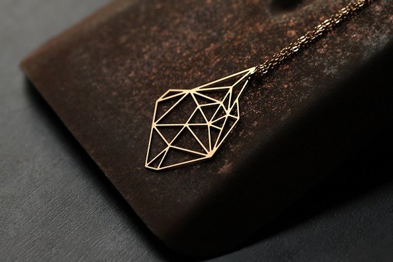Gold stone necklace Gold Stone Pendant (S) - สร้อยคอ - โลหะ 