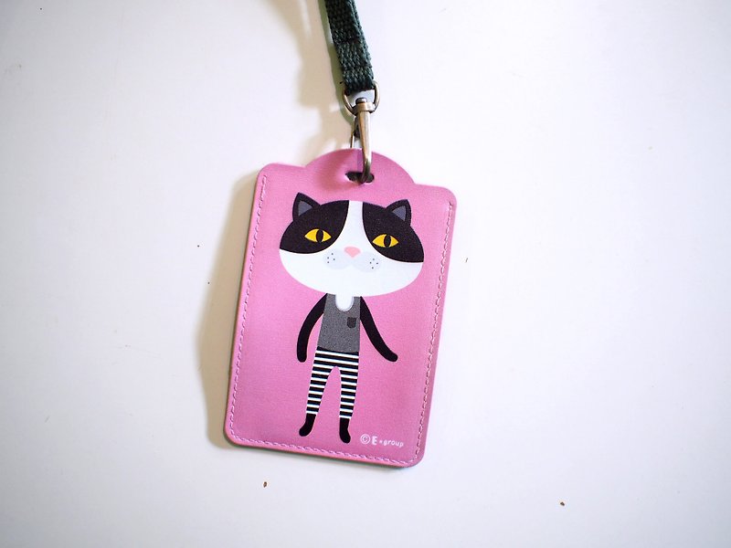 E*group Card Holder Benz Meow Pink Lotus Root Card Holder Identification Card Holder Luggage Tag - ที่ใส่บัตรคล้องคอ - พลาสติก สึชมพู